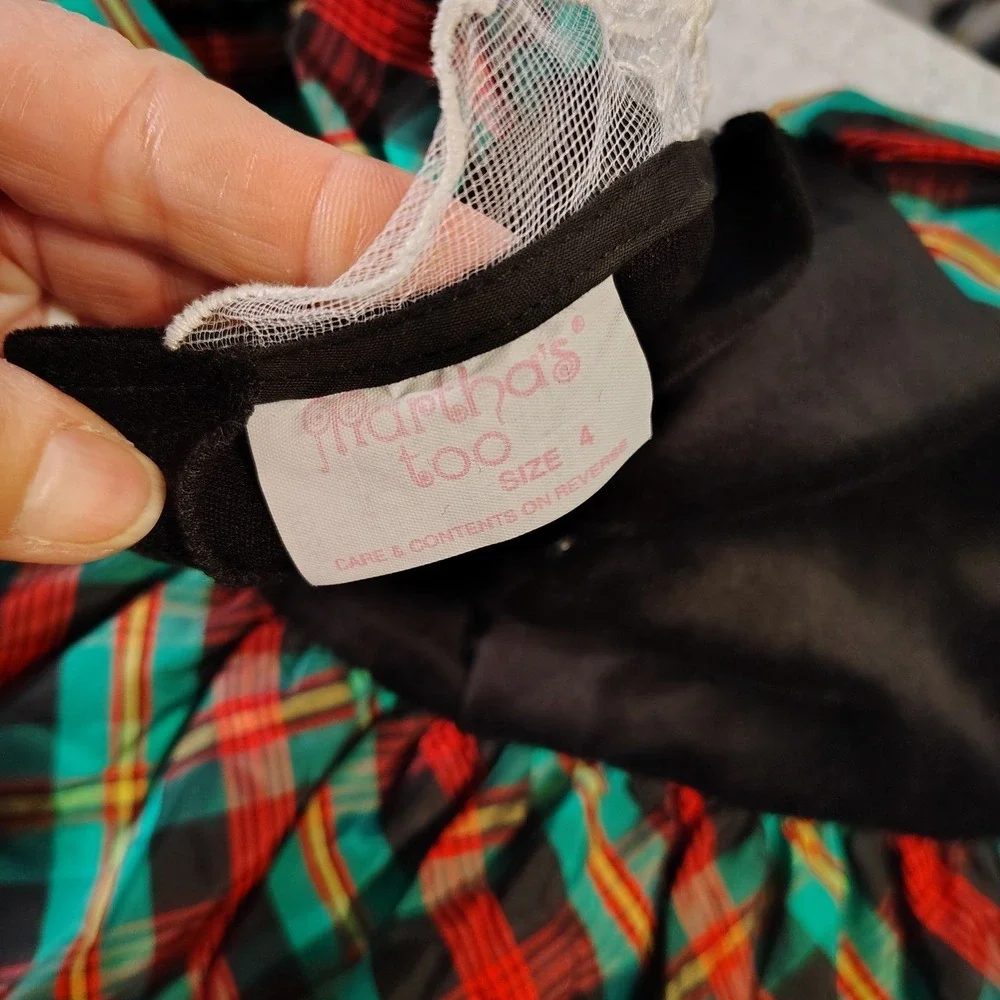 Vintage 1980s Martha's Too Girls‎ 4 Plaid Tiered Christmas Party Dress